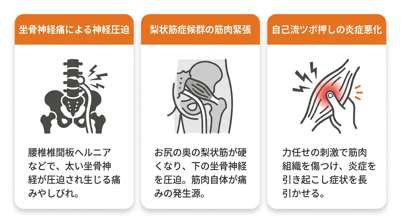 その激痛、病気のサインかも？お尻のツボを押して激痛が走る3つの原因